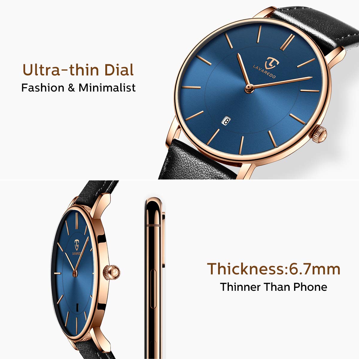 Foto 2 | Reloj L Lavaredo Para Hombre Llavaredo De Piel Extremadamente Fina - Venta Internacional.