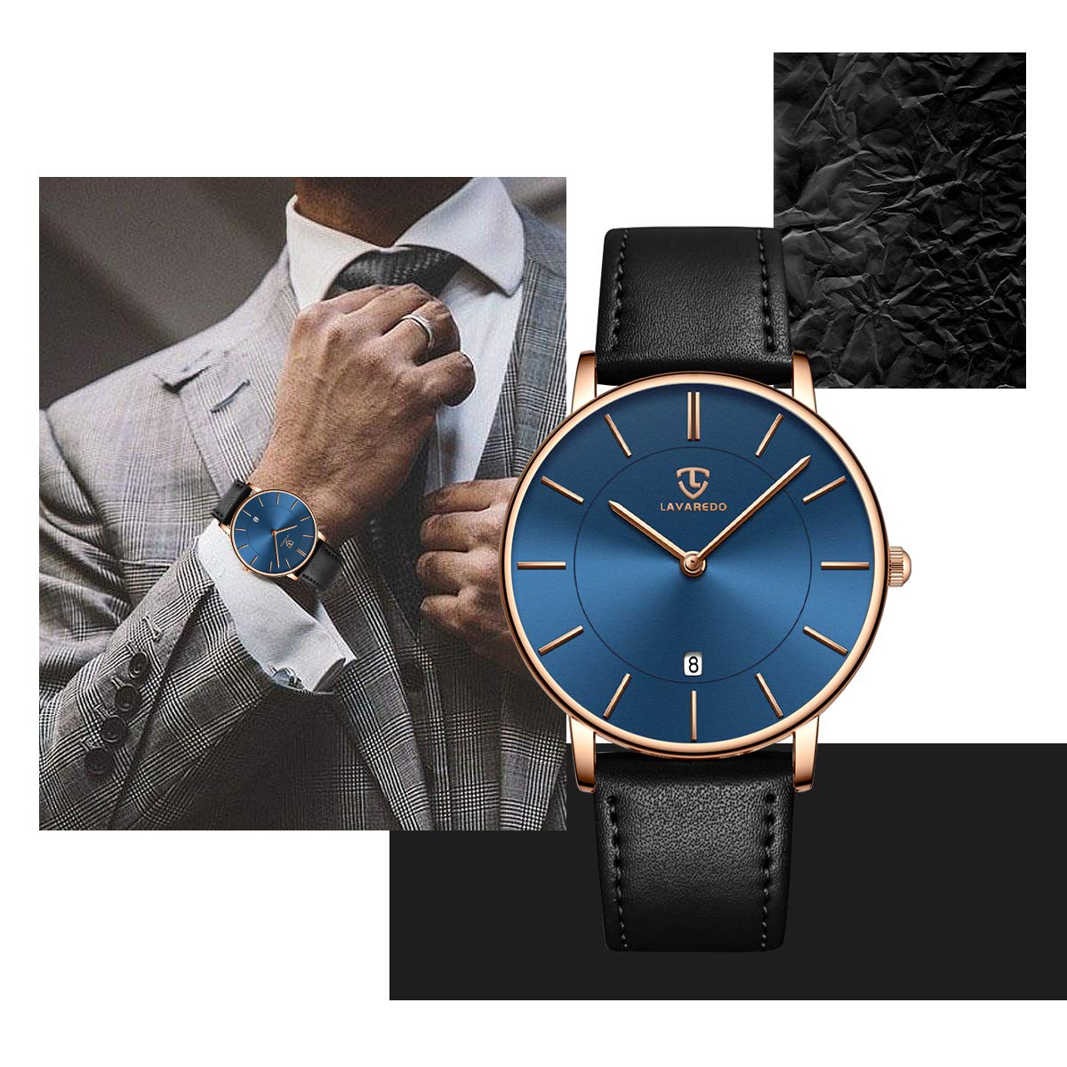 Foto 4 pulgar | Reloj L Lavaredo Para Hombre Llavaredo De Piel Extremadamente Fina - Venta Internacional.