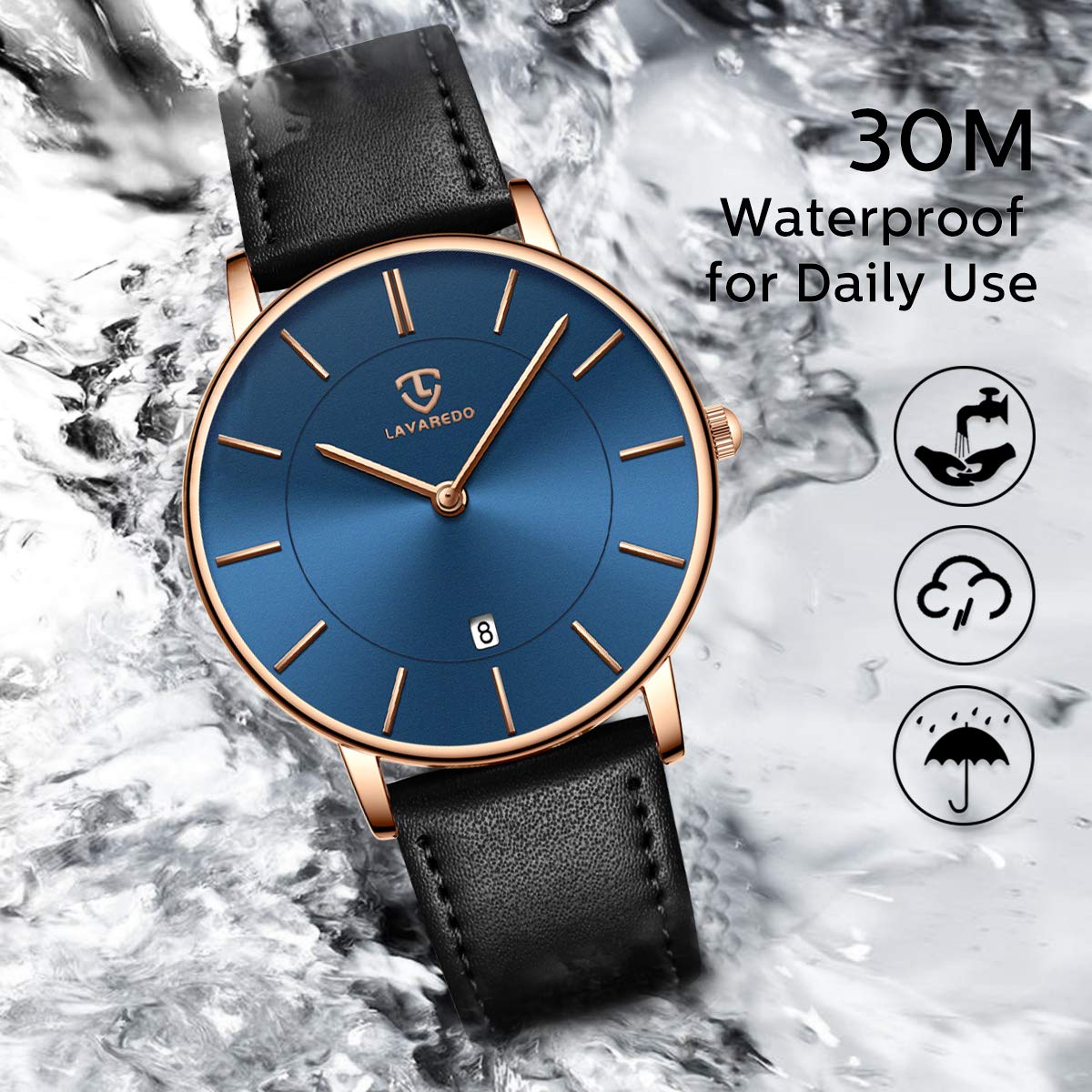 Foto 5 pulgar | Reloj L Lavaredo Para Hombre Llavaredo De Piel Extremadamente Fina - Venta Internacional.