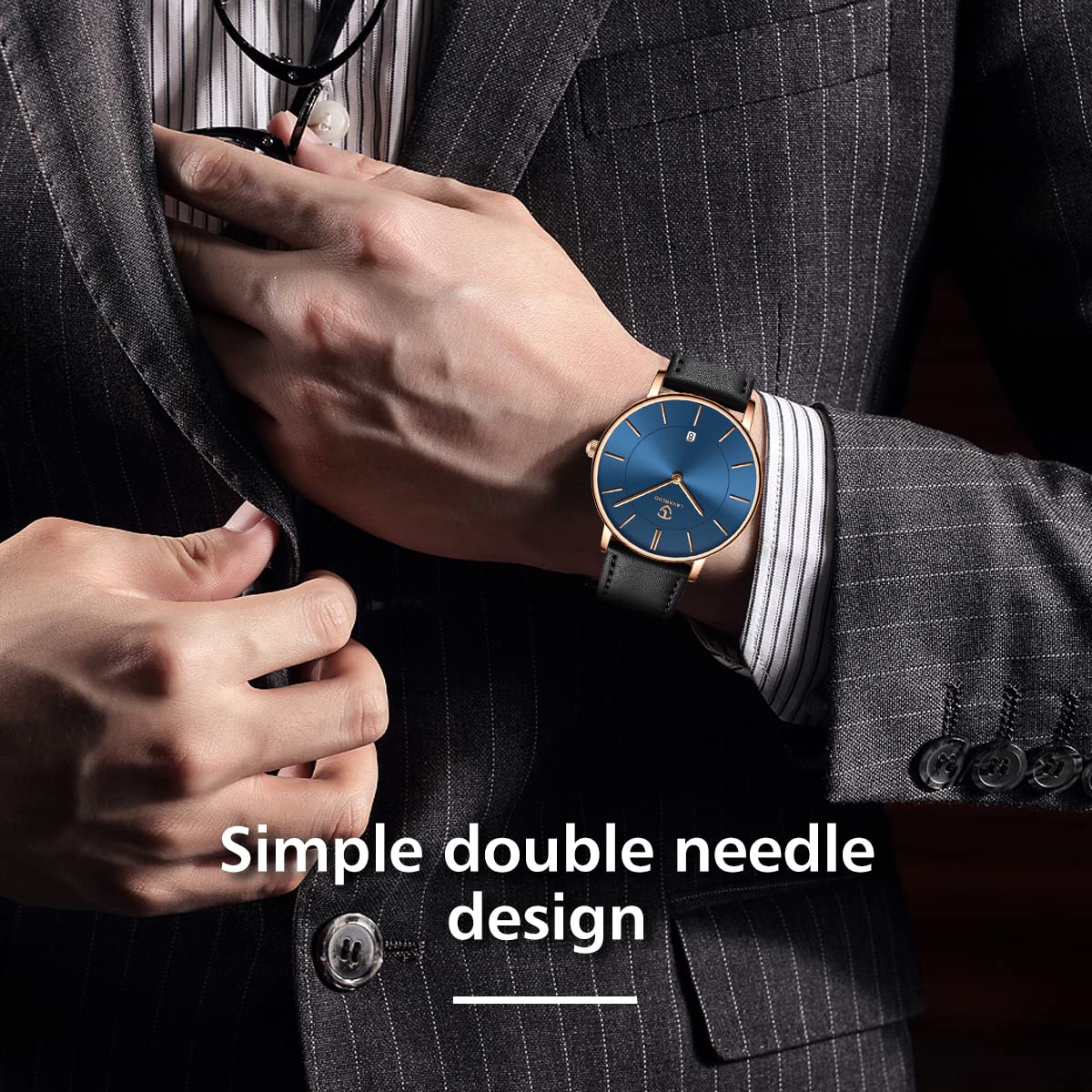 Foto 6 pulgar | Reloj L Lavaredo Para Hombre Llavaredo De Piel Extremadamente Fina - Venta Internacional.