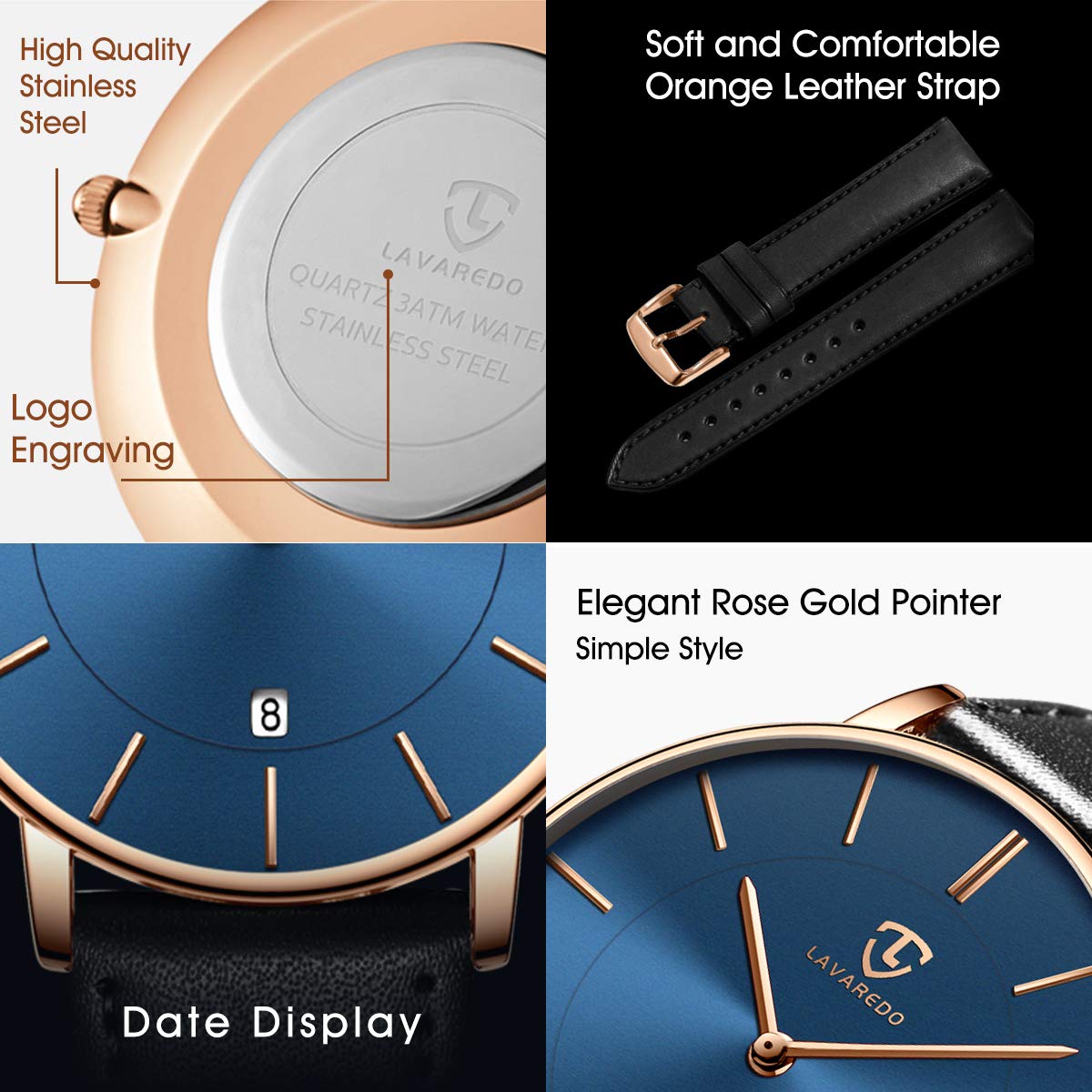 Foto 7 pulgar | Reloj L Lavaredo Para Hombre Llavaredo De Piel Extremadamente Fina - Venta Internacional.