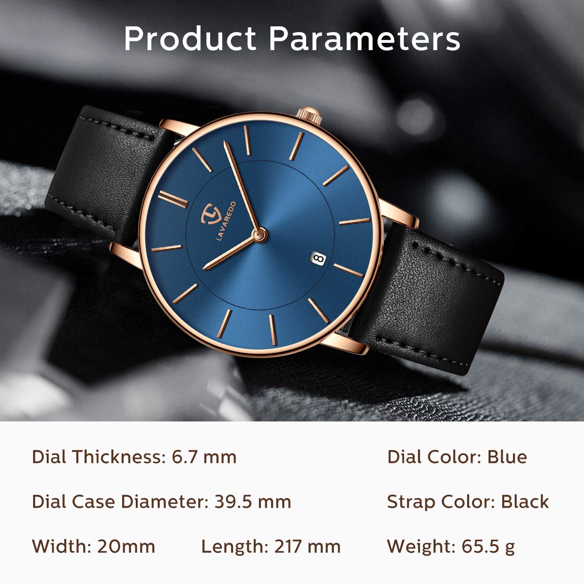 Foto 8 pulgar | Reloj L Lavaredo Para Hombre Llavaredo De Piel Extremadamente Fina - Venta Internacional.
