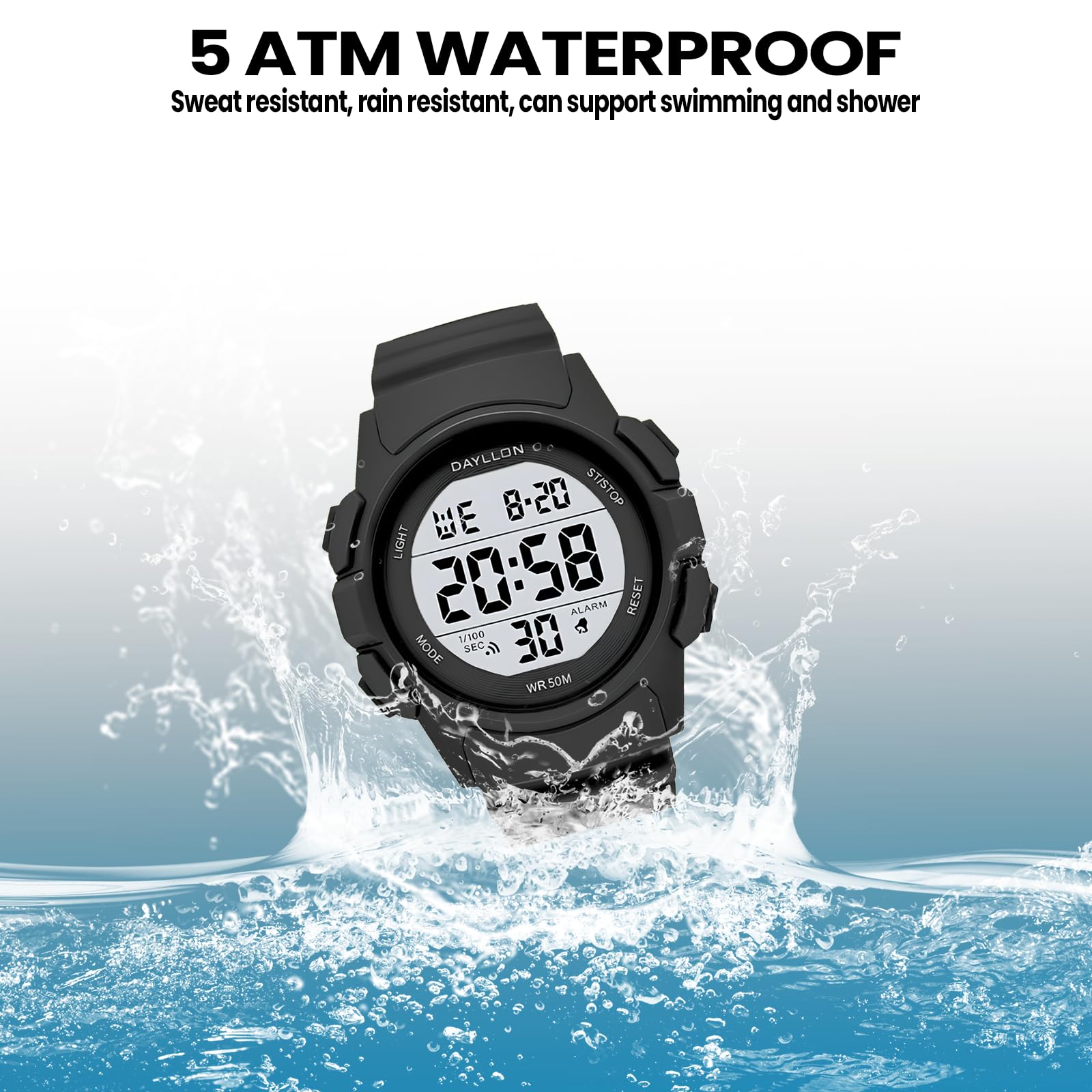 Foto 6 pulgar | Reloj Dayllon Digital Sports Impermeable Para Hombre Negro - Venta Internacional.