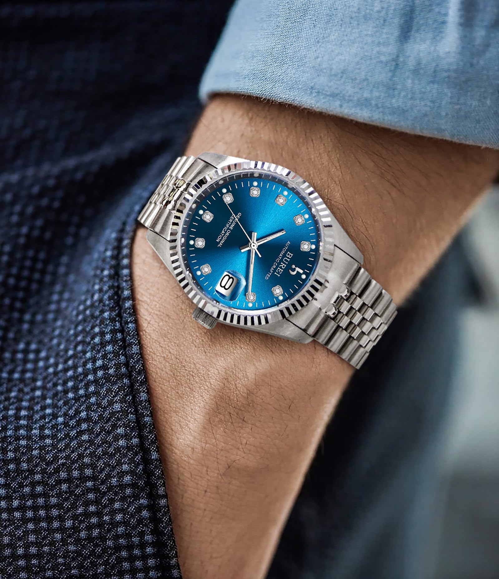Foto 7 | Reloj Mecánico Automático Burei De Acero Inoxidable Para Hombre - Venta Internacional.