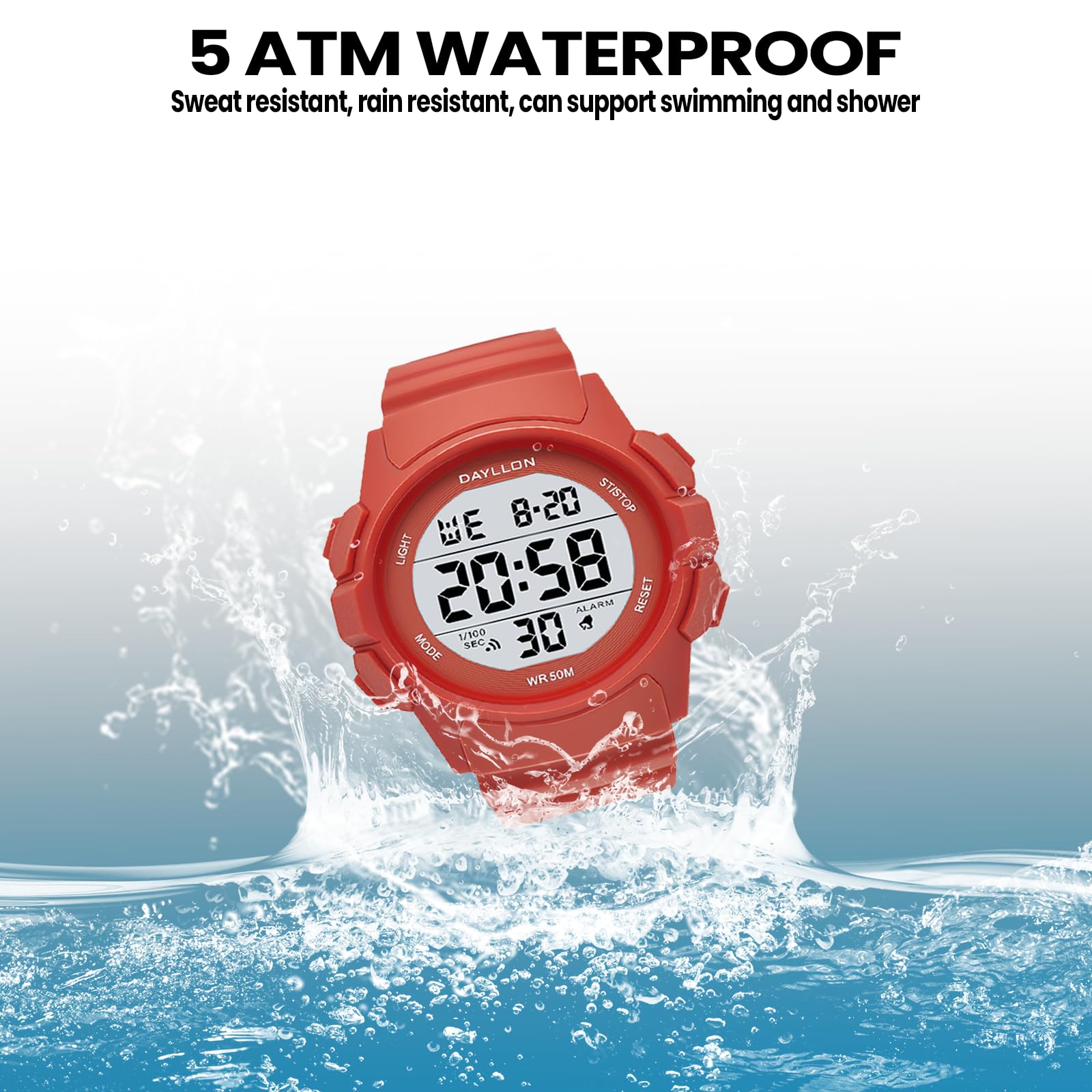 Foto 6 pulgar | Reloj Dayllon Digital Sports A Prueba De Agua Para Hombre, Color Rojo - Venta Internacional.