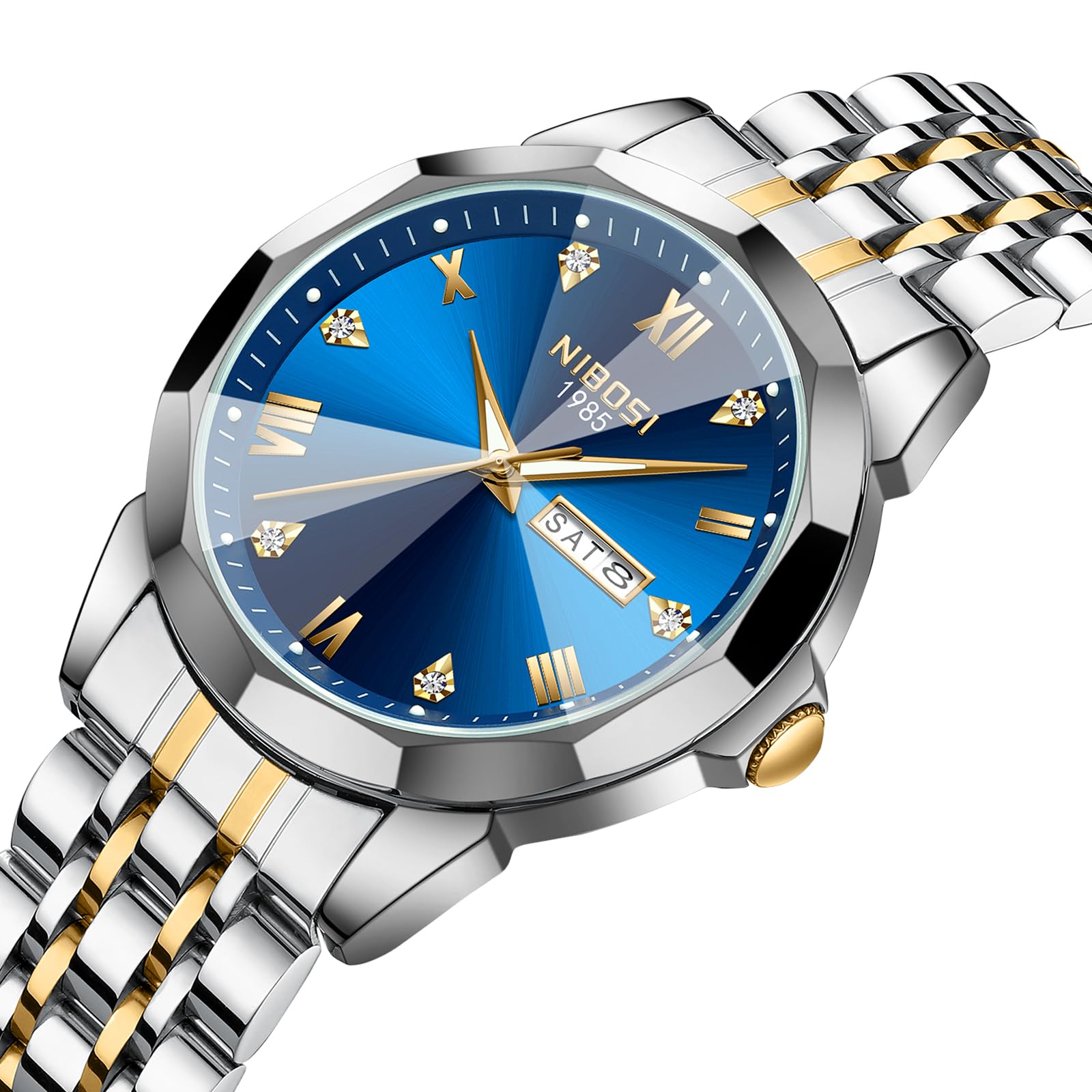 Foto 4 pulgar | Reloj Nibosi Analógico Impermeable Diamond Day-date Para Hombre - Venta Internacional.