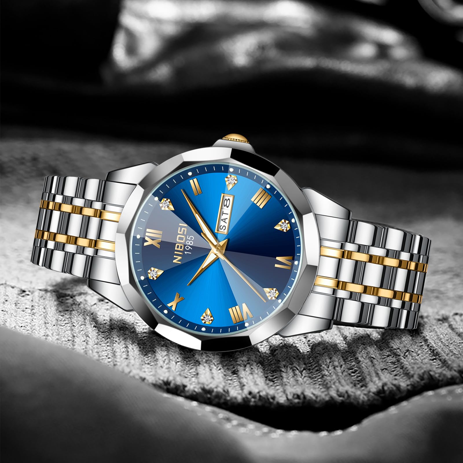 Foto 7 pulgar | Reloj Nibosi Analógico Impermeable Diamond Day-date Para Hombre - Venta Internacional.