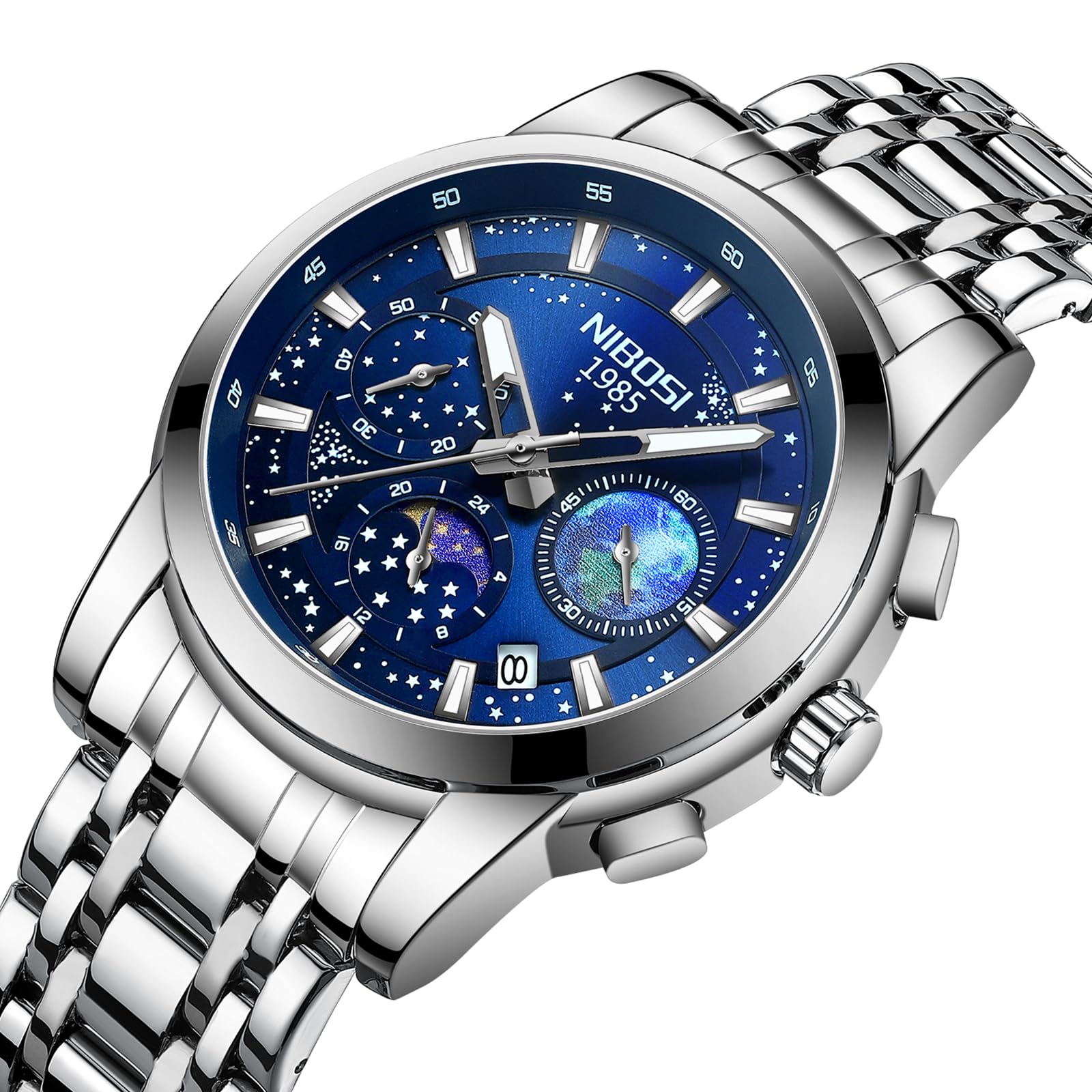 Foto 4 pulgar | Reloj Nibosi Cronógrafo Analógico De Cuarzo De Acero Inoxidable Para Hombre - Venta Internacional.