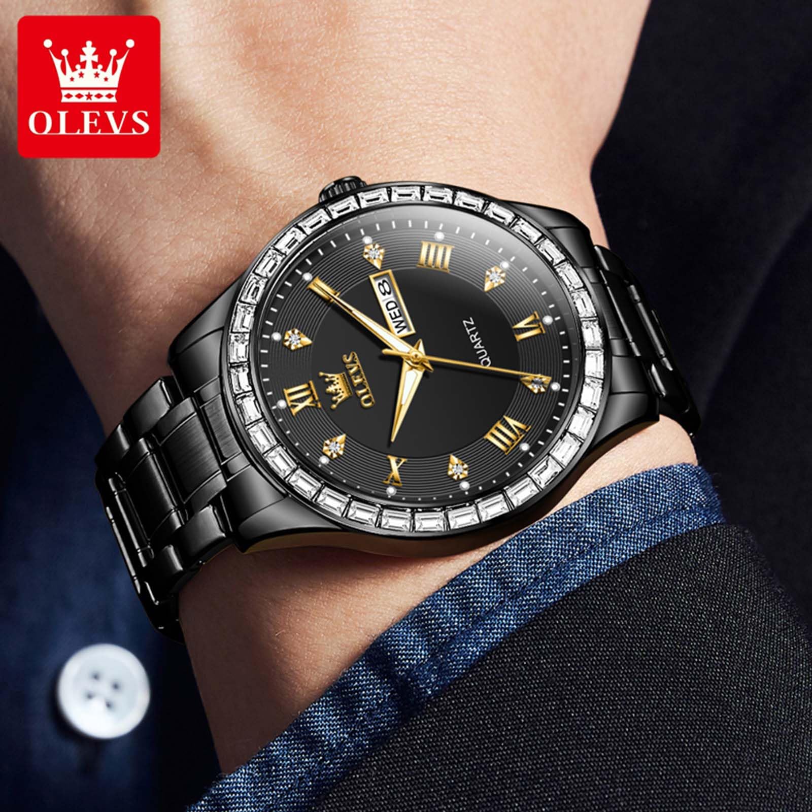 Foto 8 pulgar | Reloj Olevs De Acero Inoxidable Impermeable De Lujo A La Moda Para Hombre - Venta Internacional.