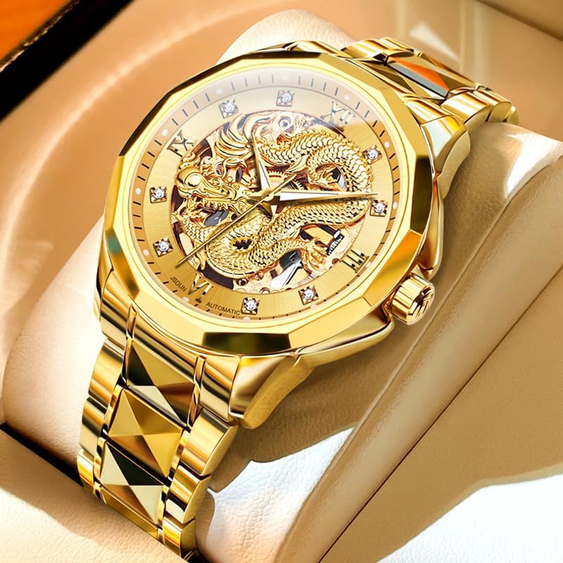 Foto 4 pulgar | Reloj Olevs Gold Para Hombre Mecánico Automático De Acero Tungsteno - Venta Internacional.