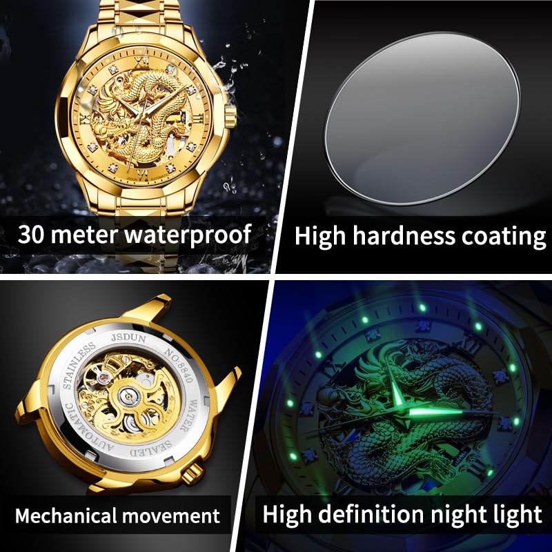 Foto 6 | Reloj Olevs Gold Para Hombre Mecánico Automático De Acero Tungsteno - Venta Internacional.