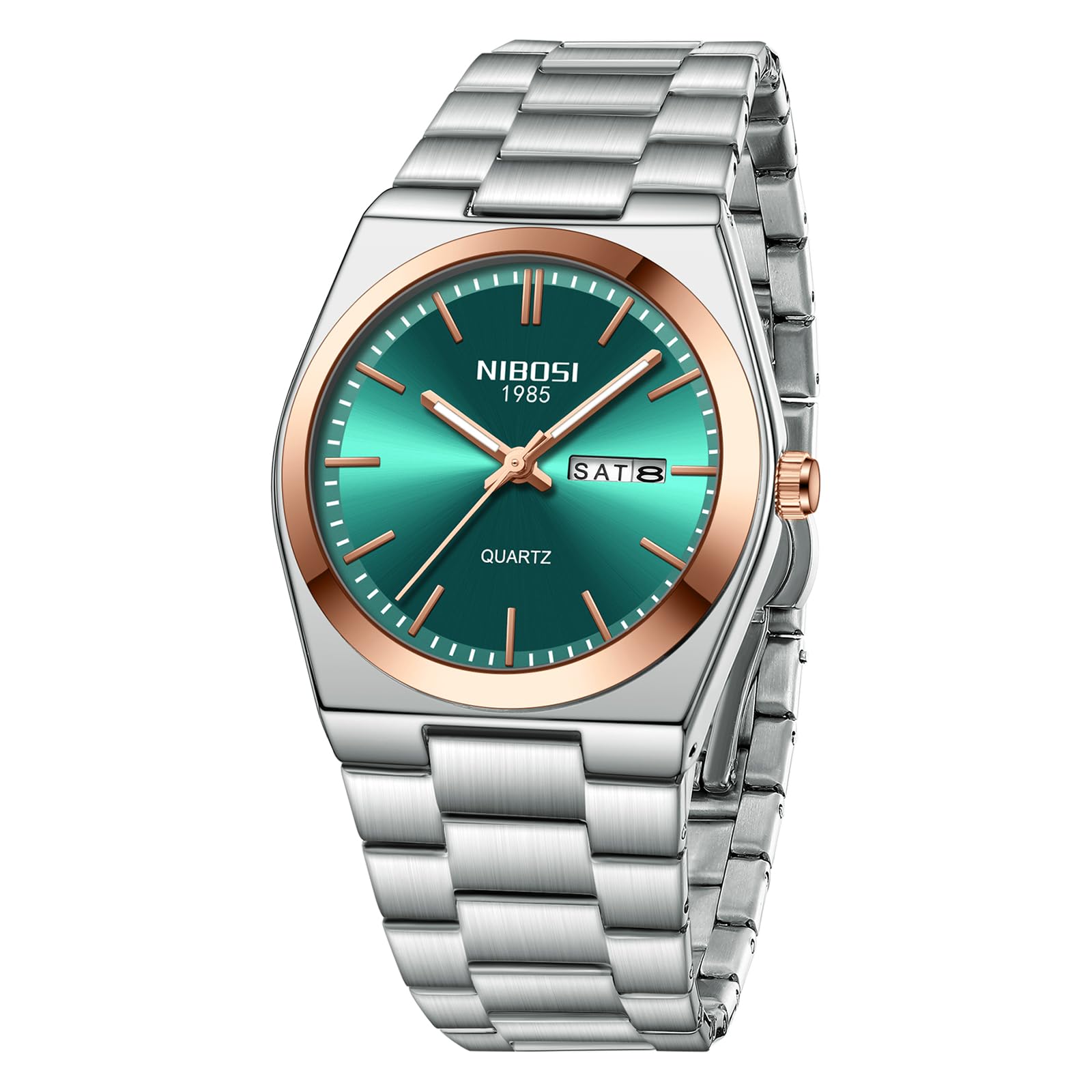 Reloj De Cuarzo Analógico Nibosi Para Hombre Con Fecha De Día Y Acero Inoxidable - Venta Internacional.