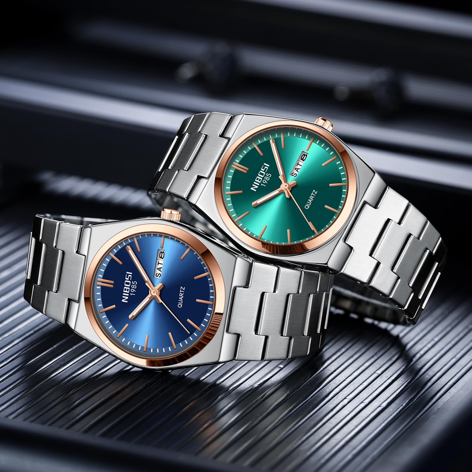 Foto 7 | Reloj De Cuarzo Analógico Nibosi Para Hombre Con Fecha De Día Y Acero Inoxidable - Venta Internacional.