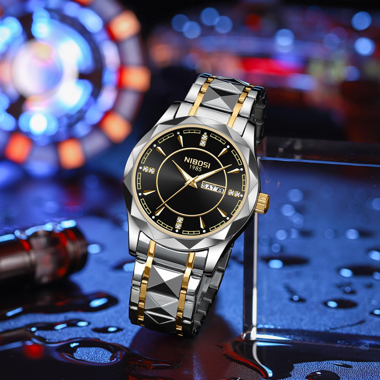 Foto 7 pulgar | Reloj Nibosi Analógico Impermeable Diamond Day-date Para Hombre - Venta Internacional.