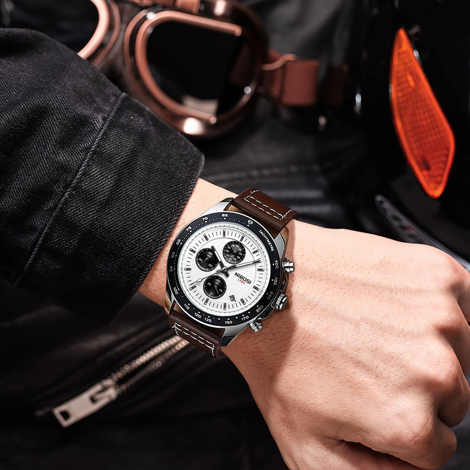 Foto 7 pulgar | Reloj Nibosi Analog Chronograph Quartz Leather Para Hombre - Venta Internacional.