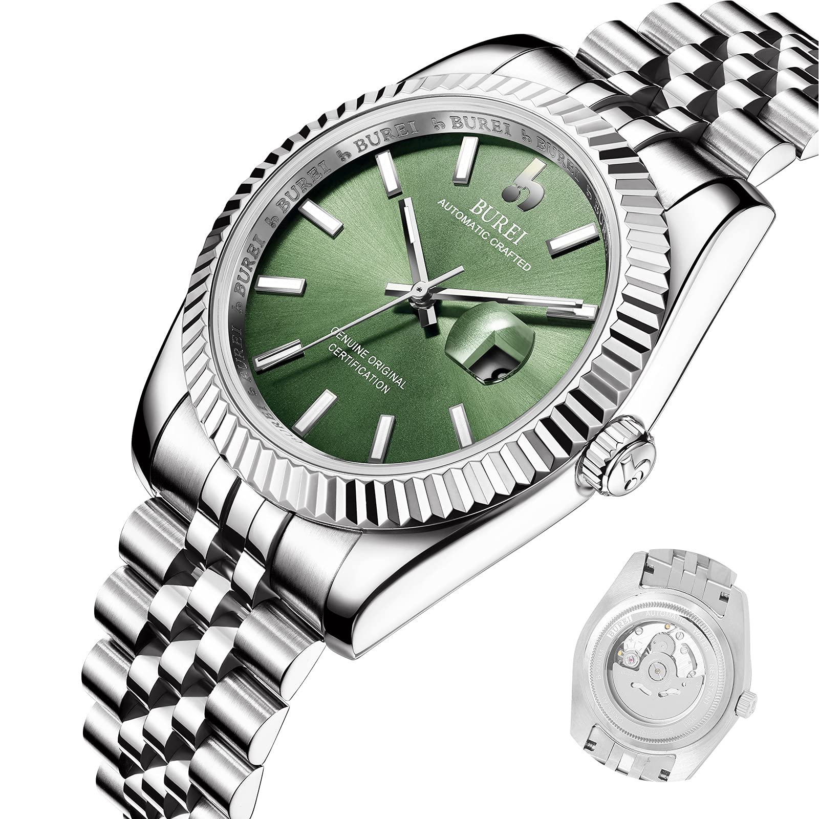 Foto 3 pulgar | Reloj Mecánico Automático Burei De Acero Inoxidable Para Hombre - Venta Internacional.