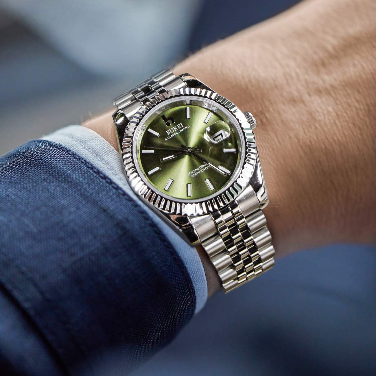 Foto 6 pulgar | Reloj Mecánico Automático Burei De Acero Inoxidable Para Hombre - Venta Internacional.