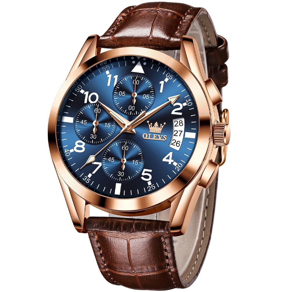 Foto 2 pulgar | Reloj Olevs Para Hombre, Analógico, De Cuarzo, De Negocios, Piel, Oro Rosa - Venta Internacional.