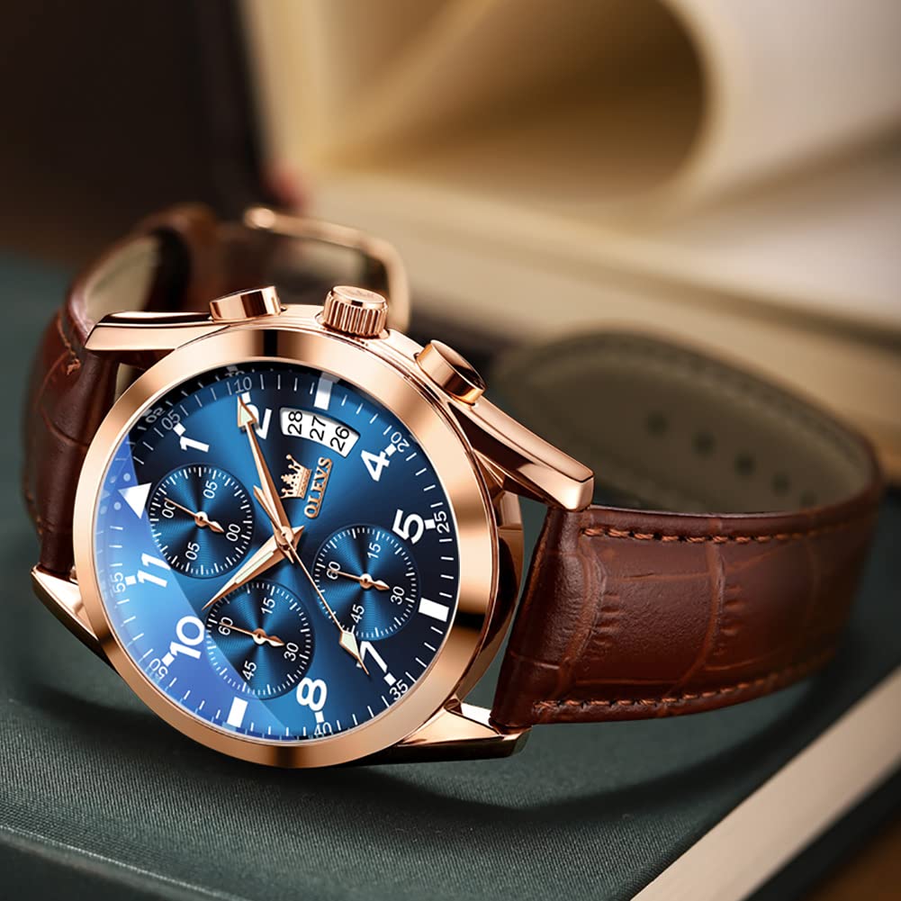 Foto 3 pulgar | Reloj Olevs Para Hombre, Analógico, De Cuarzo, De Negocios, Piel, Oro Rosa - Venta Internacional.