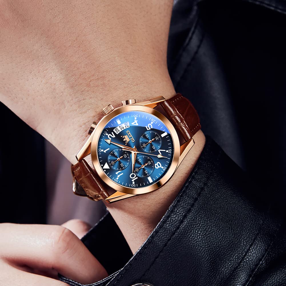 Foto 4 pulgar | Reloj Olevs Para Hombre, Analógico, De Cuarzo, De Negocios, Piel, Oro Rosa - Venta Internacional.