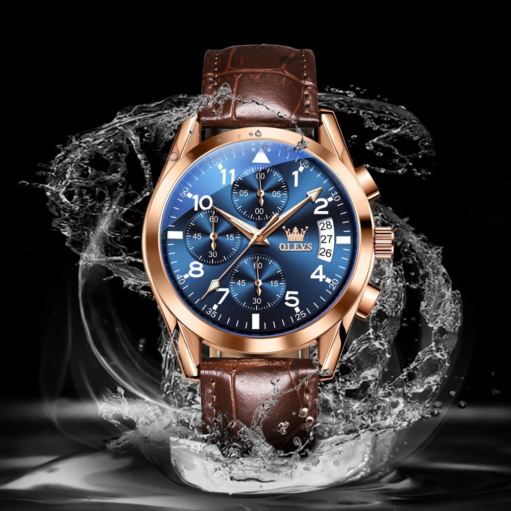 Foto 5 pulgar | Reloj Olevs Para Hombre, Analógico, De Cuarzo, De Negocios, Piel, Oro Rosa - Venta Internacional.