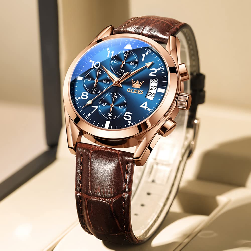 Foto 8 pulgar | Reloj Olevs Para Hombre, Analógico, De Cuarzo, De Negocios, Piel, Oro Rosa - Venta Internacional.