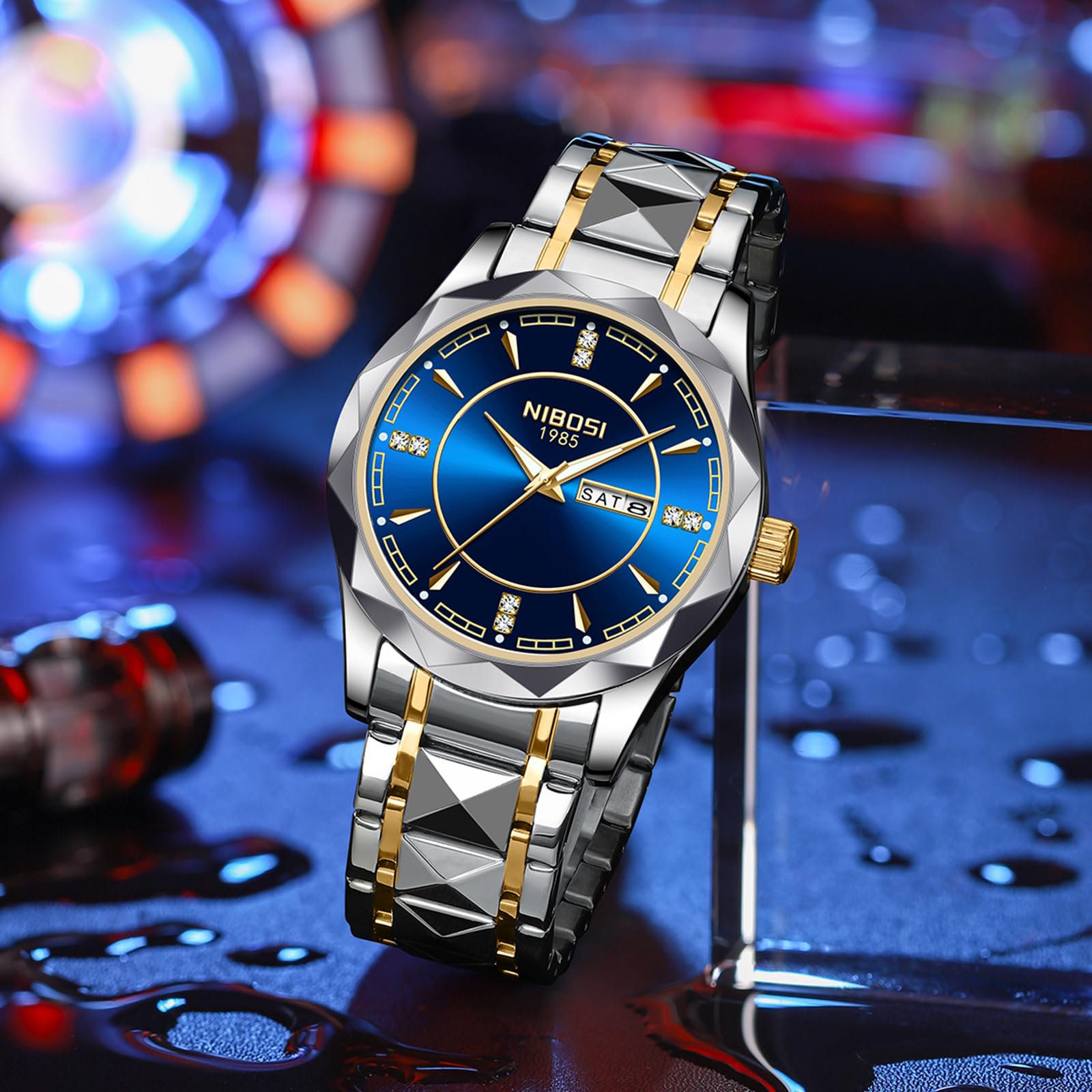 Foto 7 pulgar | Reloj Nibosi Analógico Impermeable Diamond Day-date Para Hombre - Venta Internacional.