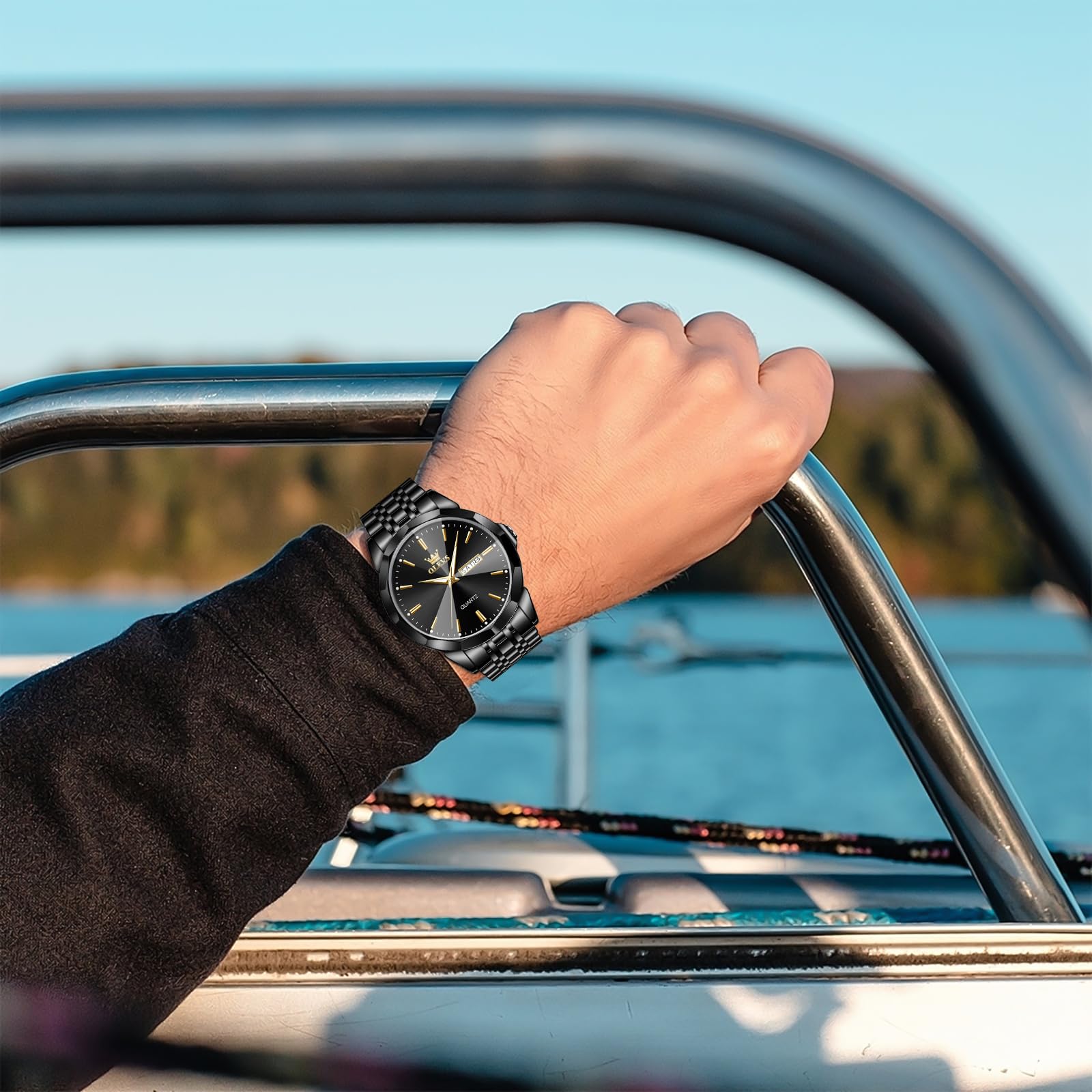 Foto 3 pulgar | Reloj Olevs Black Waterproof Diamond Business Para Hombre - Venta Internacional.