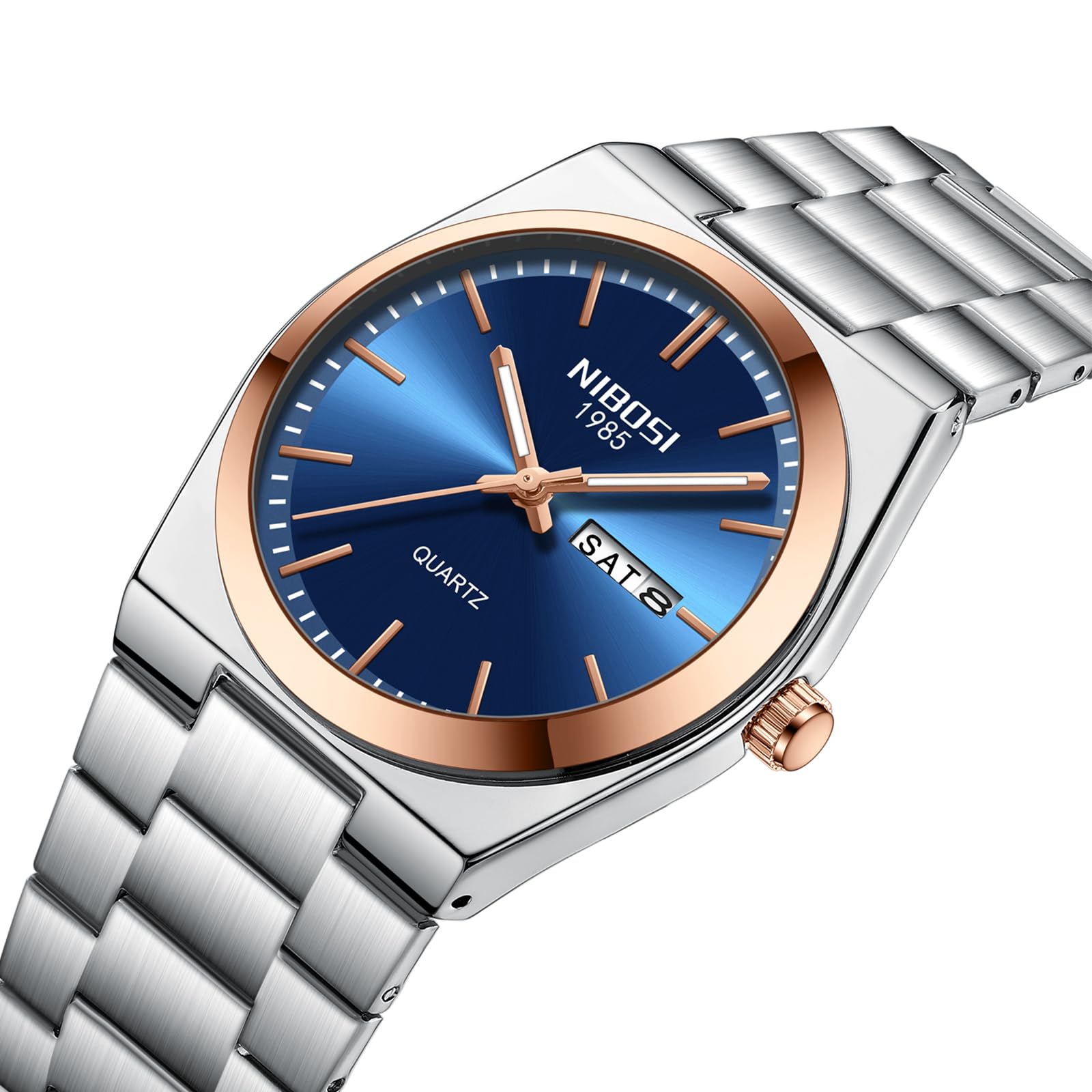 Foto 3 | Reloj De Cuarzo Analógico Nibosi Para Hombre Con Fecha De Día Y Acero Inoxidable - Venta Internacional.