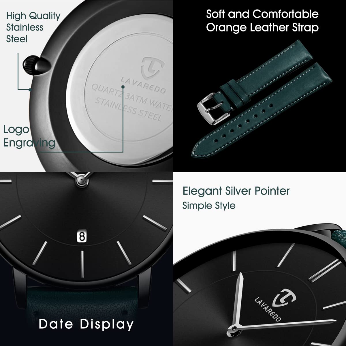 Foto 6 | Reloj L Lavaredo Para Hombre Llavaredo De Piel Extremadamente Fina - Venta Internacional.