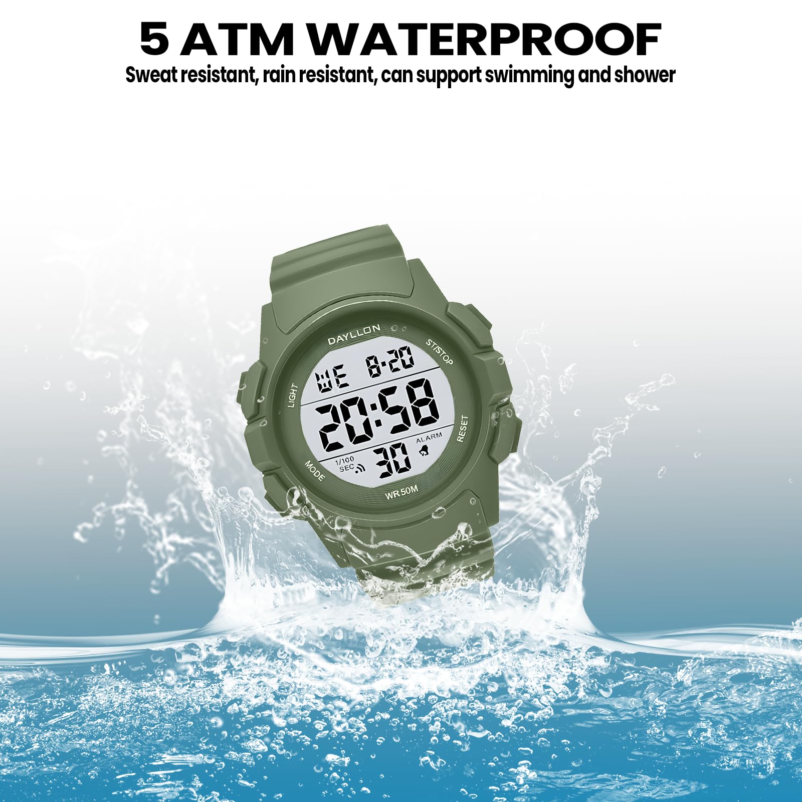 Foto 6 pulgar | Reloj Dayllon Digital Sports Impermeable Para Hombre, Color Verde - Venta Internacional.