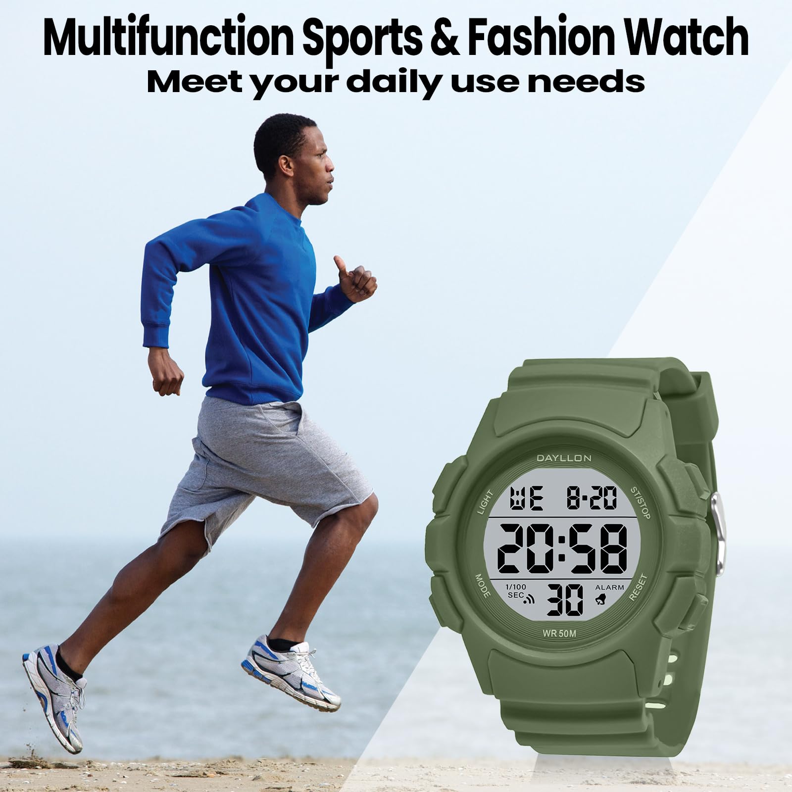 Foto 8 pulgar | Reloj Dayllon Digital Sports Impermeable Para Hombre, Color Verde - Venta Internacional.