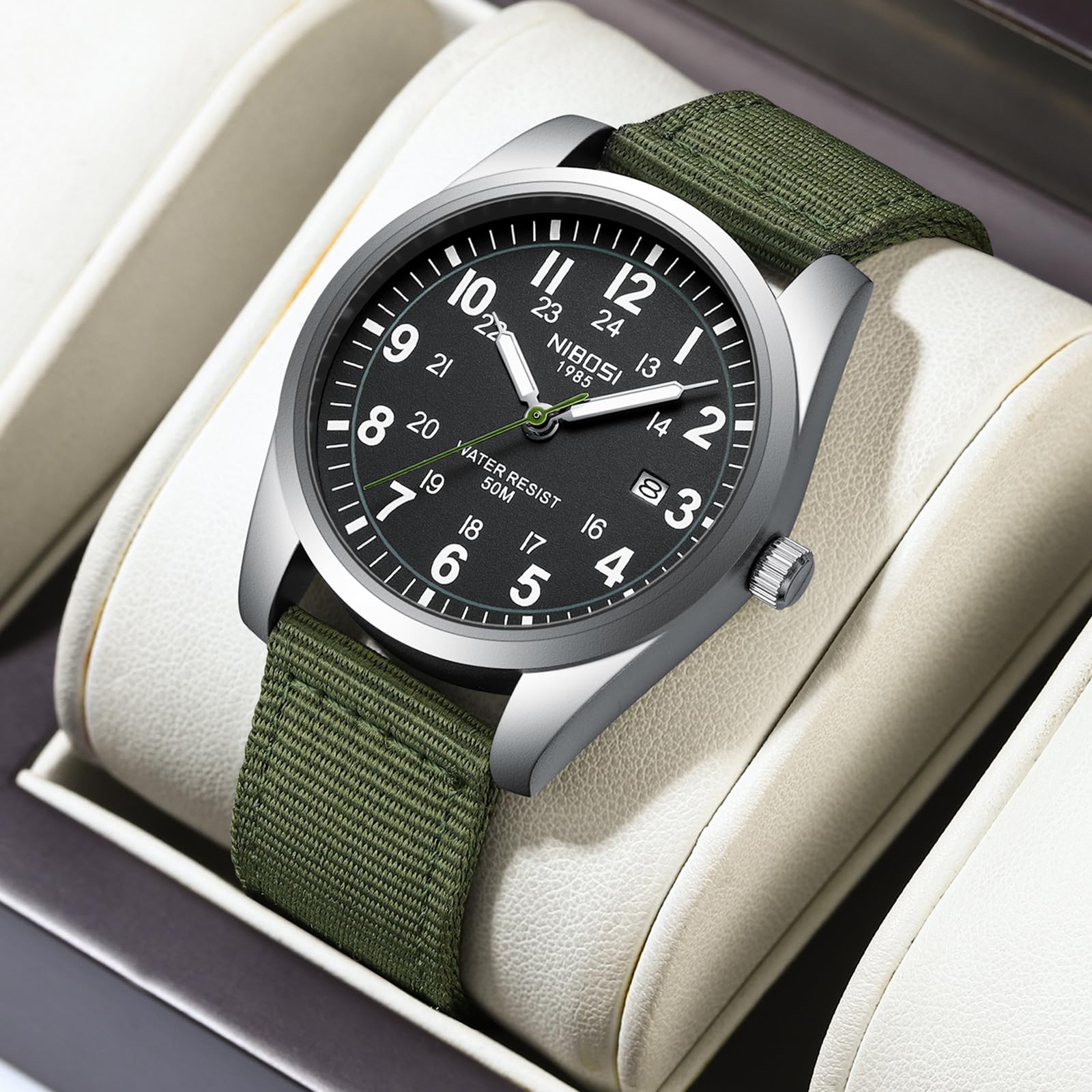 Foto 6 pulgar | Reloj Nibosi Analógico Militar Impermeable Con Calendario Para Hombre - Venta Internacional.