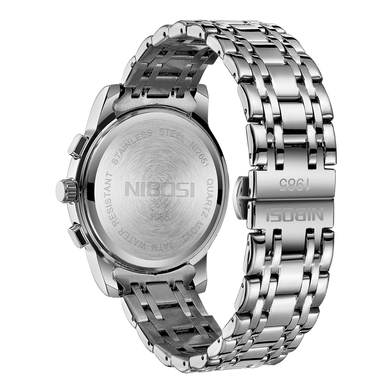 Foto 4 | Reloj Nibosi Cronógrafo Analógico De Cuarzo De Acero Inoxidable Para Hombre - Venta Internacional.
