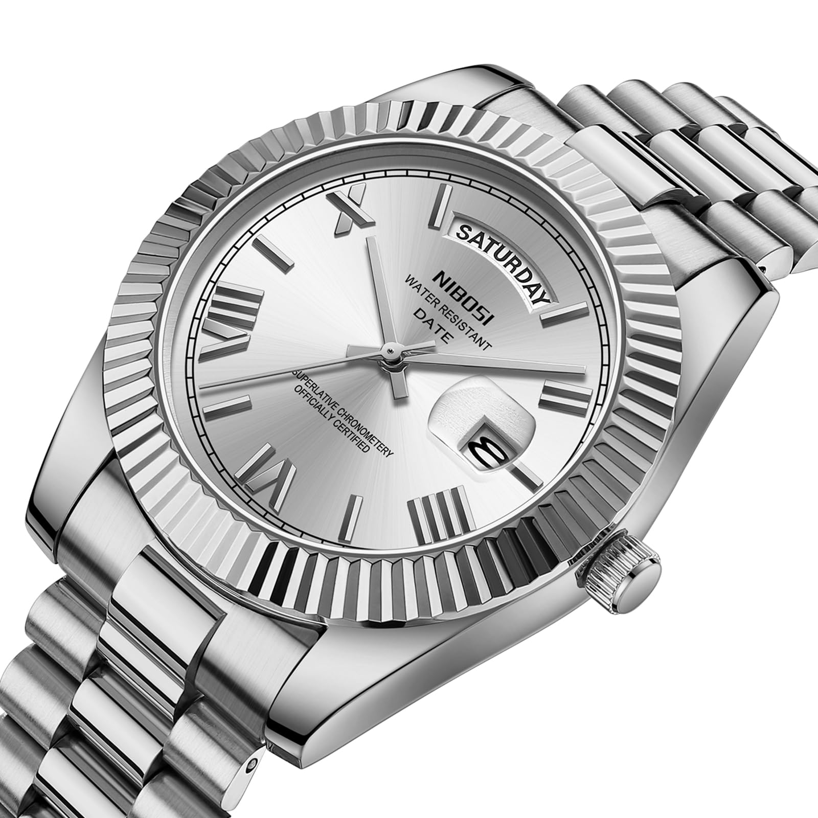 Foto 4 pulgar | Reloj Nibosi Analógico De Cuarzo Para Hombre, Acero Inoxidable, Resistente Al Agua - Venta Internacional.