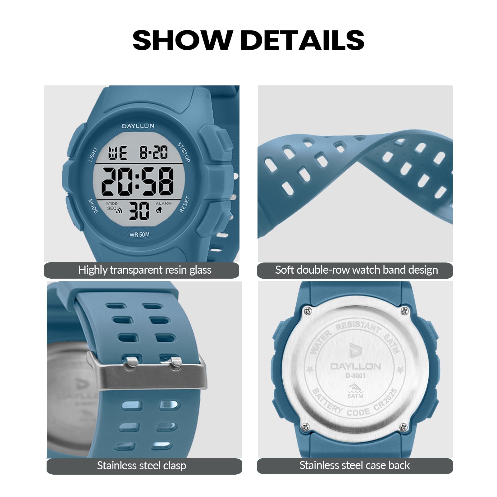 Foto 4 | Reloj Dayllon Digital Sports A Prueba De Agua Para Hombre, Color Azul - Venta Internacional.