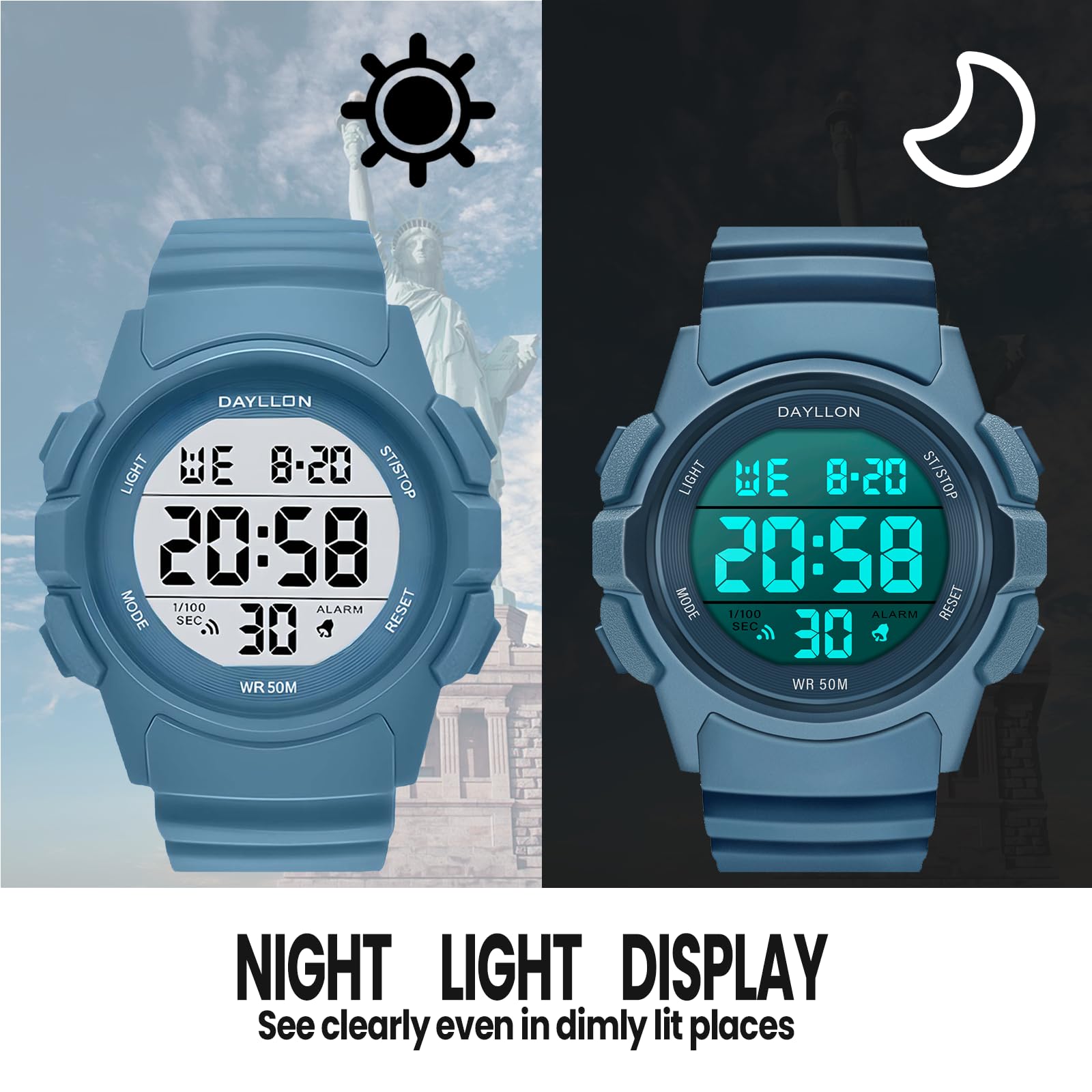 Foto 7 pulgar | Reloj Dayllon Digital Sports A Prueba De Agua Para Hombre, Color Azul - Venta Internacional.