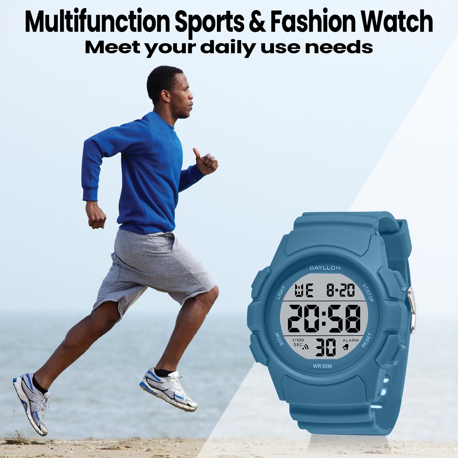 Foto 8 pulgar | Reloj Dayllon Digital Sports A Prueba De Agua Para Hombre, Color Azul - Venta Internacional.