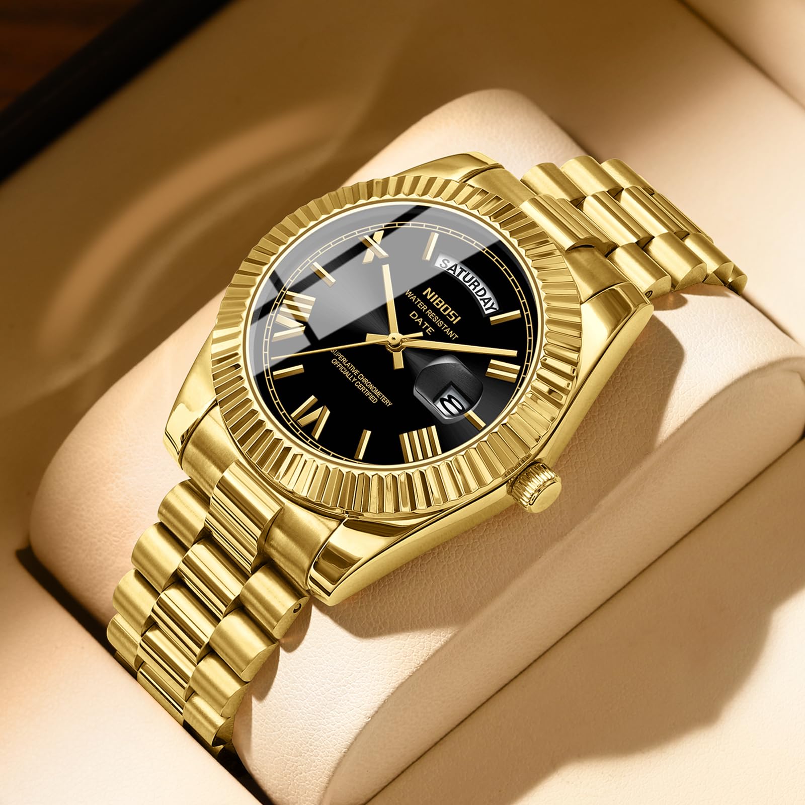 Foto 5 pulgar | Reloj Nibosi Analógico De Cuarzo, Acero Inoxidable, Impermeable, Para Hombre - Venta Internacional.