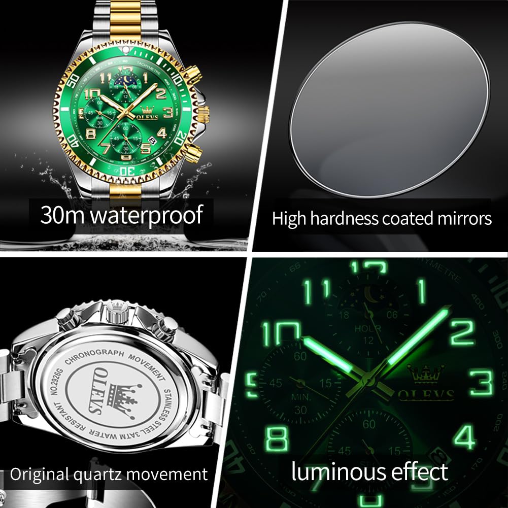 Foto 5 | Reloj Olevs Chronograph Big Face Impermeable Para Hombre - Venta Internacional.