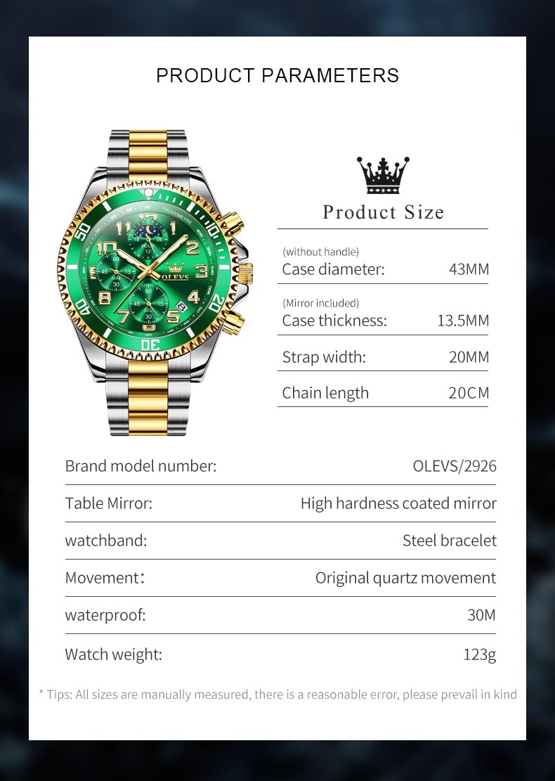 Foto 6 | Reloj Olevs Chronograph Big Face Impermeable Para Hombre - Venta Internacional.