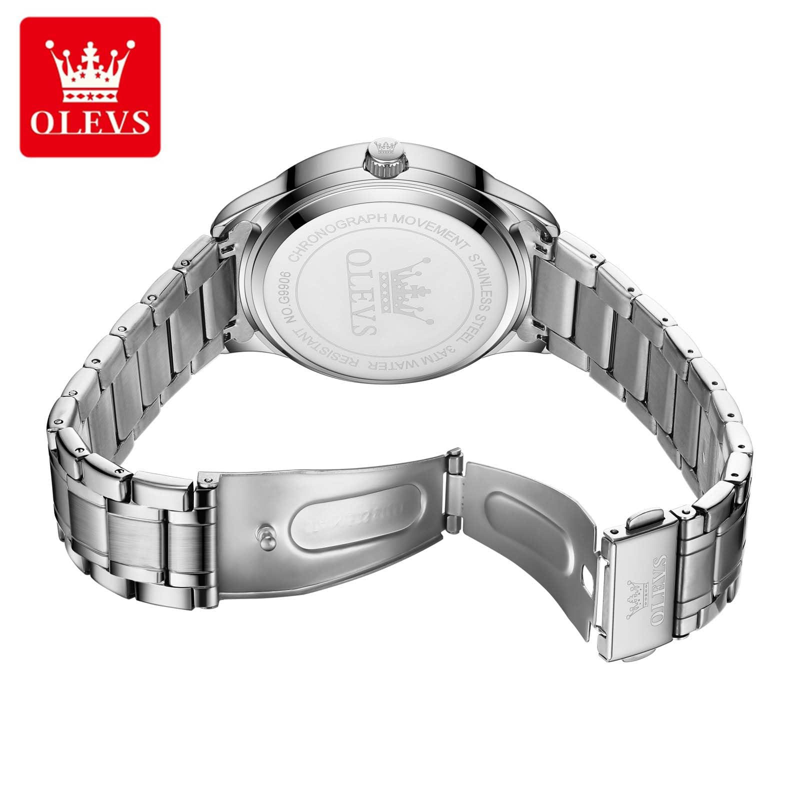 Foto 6 pulgar | Reloj Olevs Para Hombre De Acero Inoxidable Plateado Con Diamante Y Cuarzo - Venta Internacional.