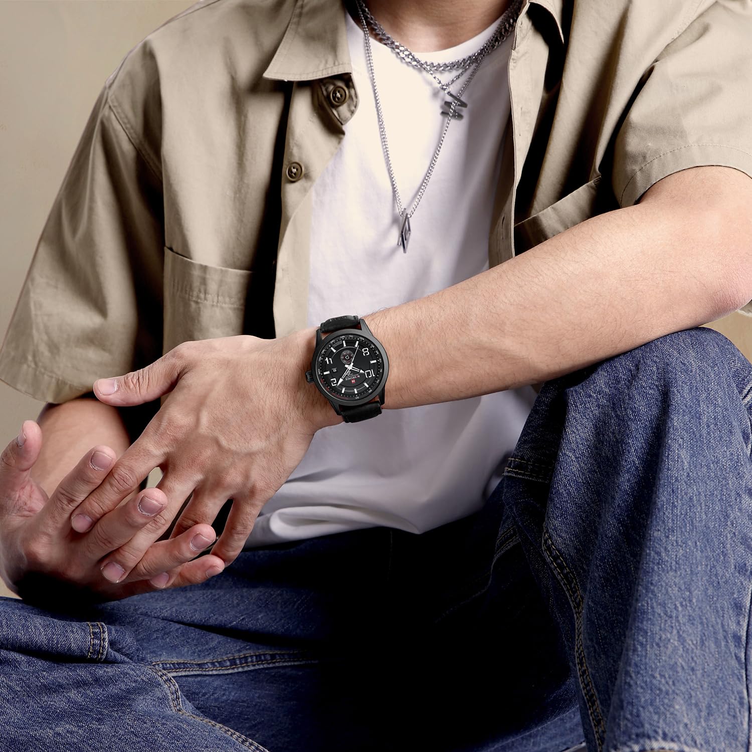 Foto 3 pulgar | Reloj Naviforce Sport Con Correa De Piel Impermeable Para Hombre - Venta Internacional.