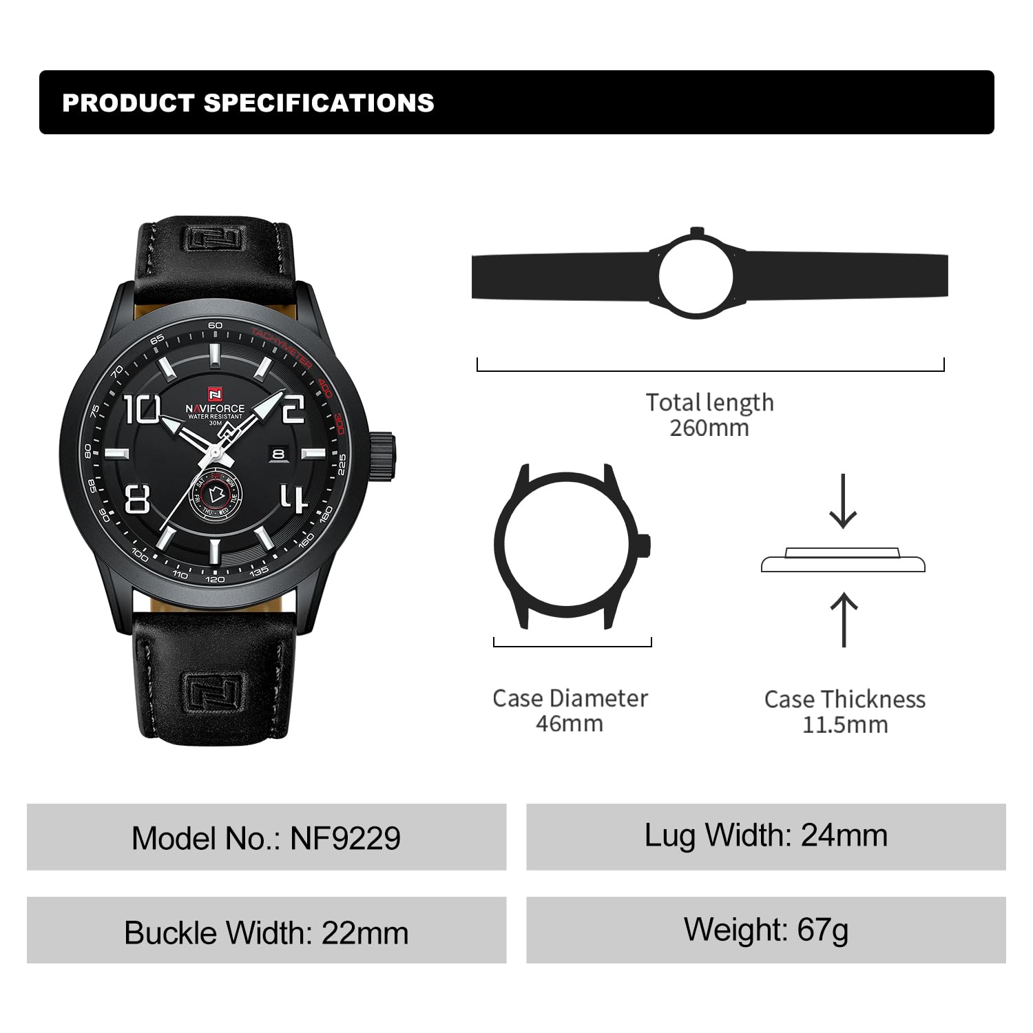 Foto 4 pulgar | Reloj Naviforce Sport Con Correa De Piel Impermeable Para Hombre - Venta Internacional.