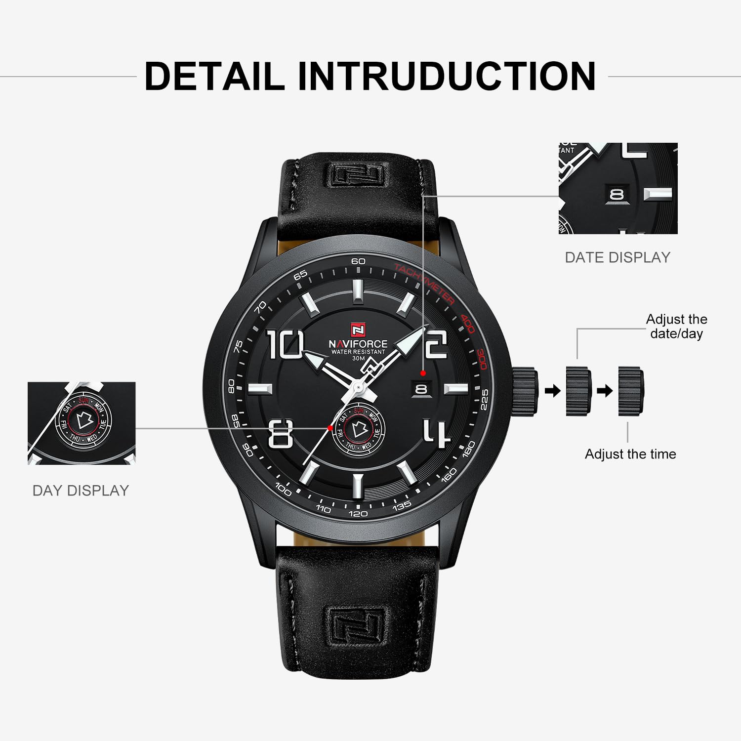 Foto 5 pulgar | Reloj Naviforce Sport Con Correa De Piel Impermeable Para Hombre - Venta Internacional.