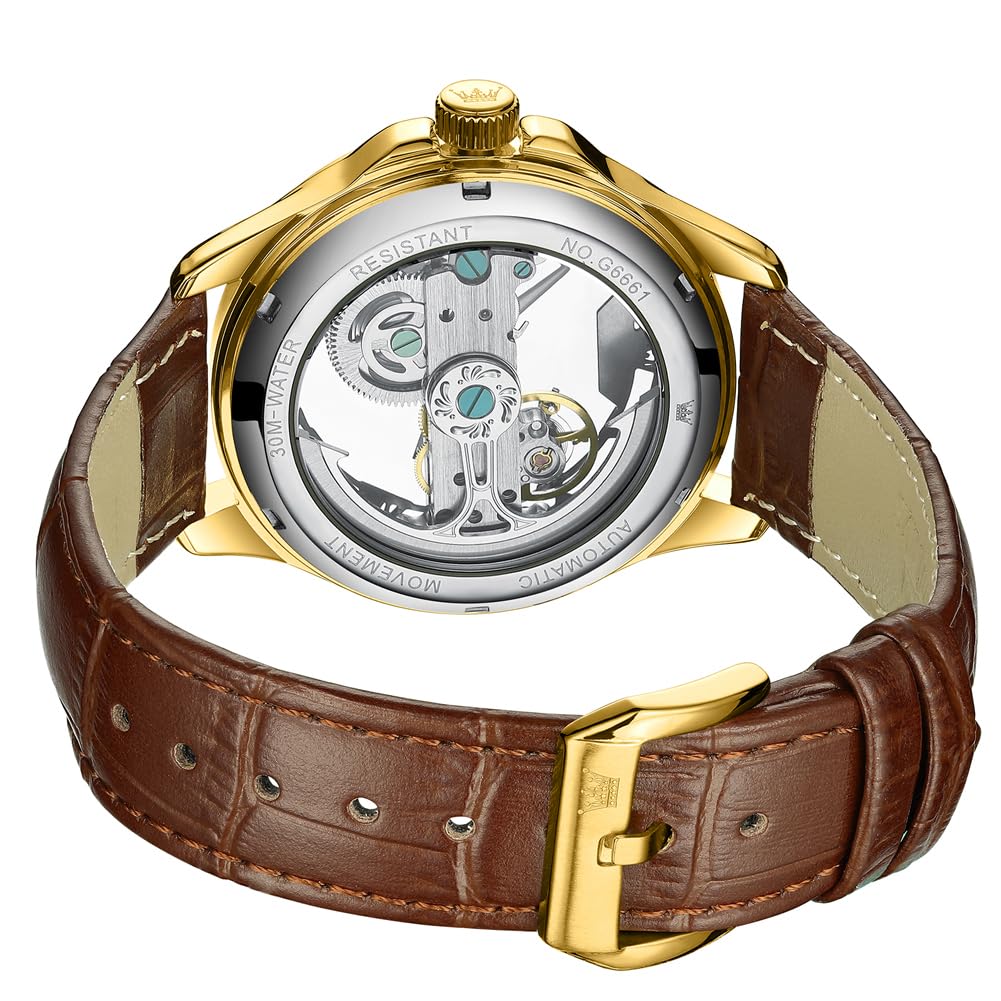 Foto 2 | Reloj Olevs Gold Blue Skeleton Tourbillon Impermeable Para Hombre - Venta Internacional.