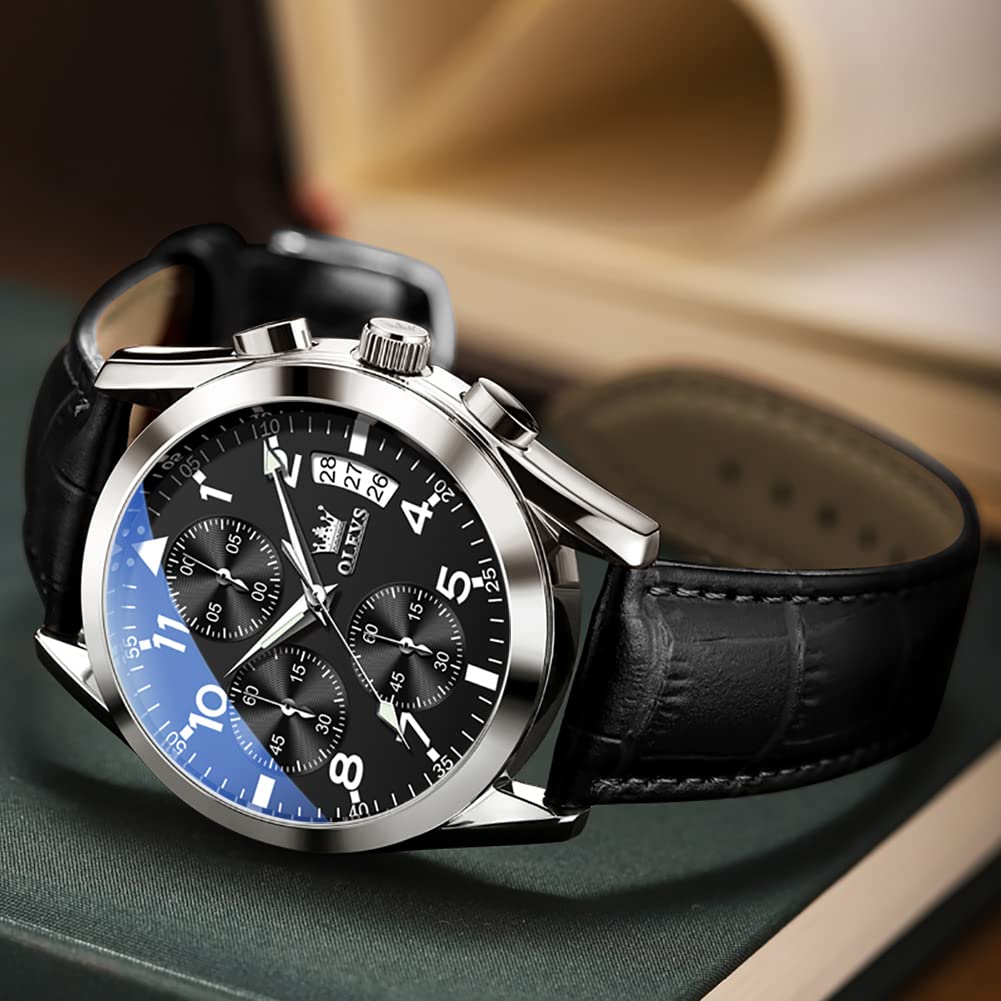 Foto 3 pulgar | Reloj Olevs Para Hombre, Piel, Negro, Impermeable, Luminoso, Con Fecha - Venta Internacional.