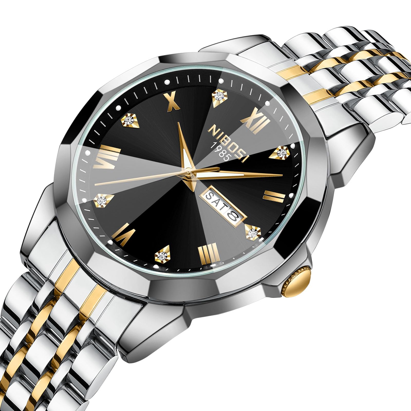Foto 4 pulgar | Reloj Nibosi Analógico Impermeable Diamond Day-date Para Hombre - Venta Internacional.