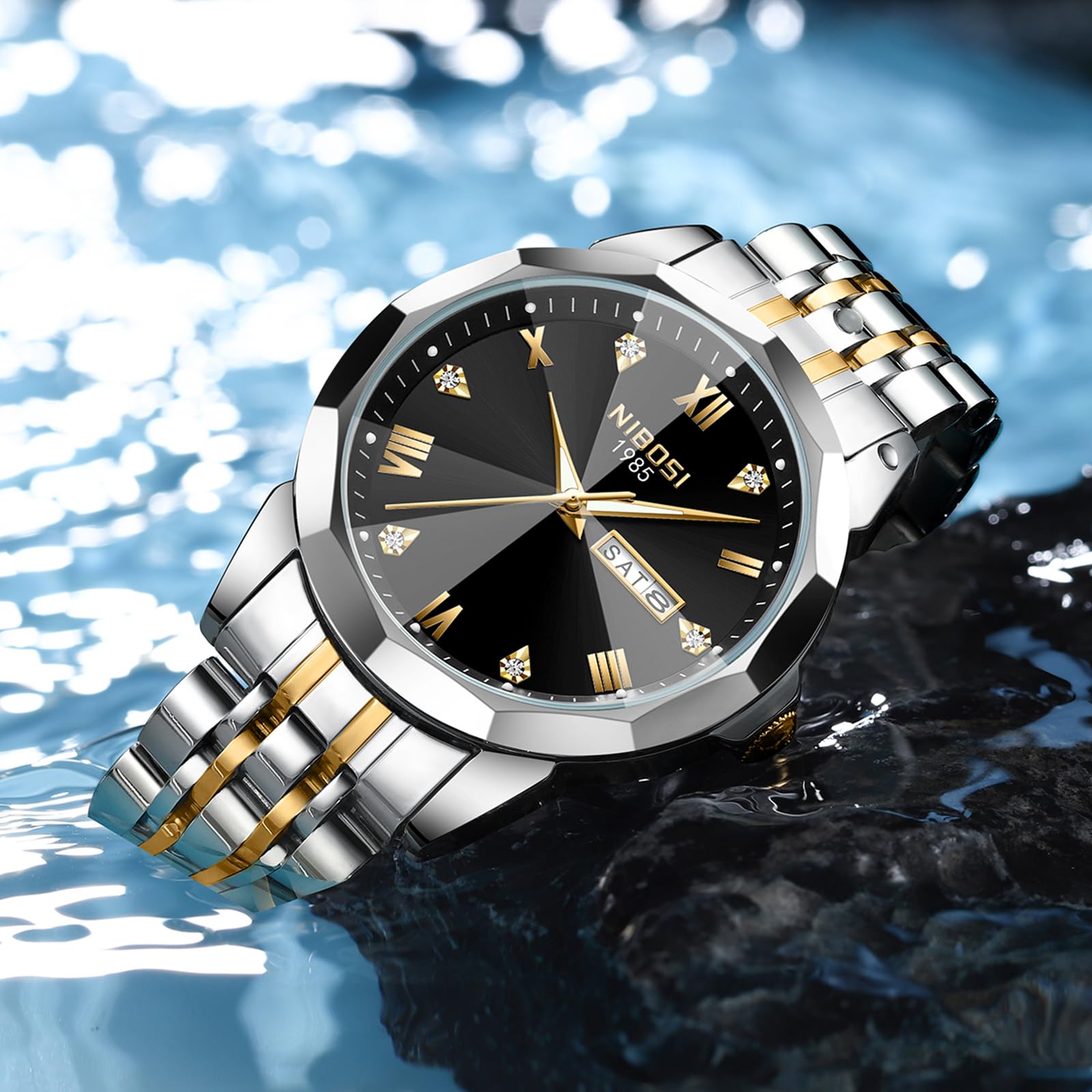 Foto 6 | Reloj Nibosi Analógico Impermeable Diamond Day-date Para Hombre - Venta Internacional.