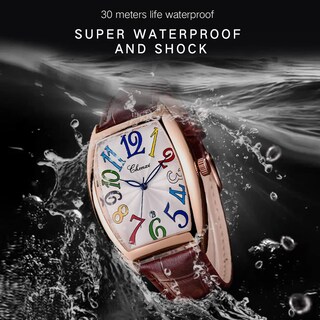 Foto 4 | Reloj Tiong Brown Con Correa De Piel Cuadrada Para Hombre, Diseño Luminoso - Venta Internacional.